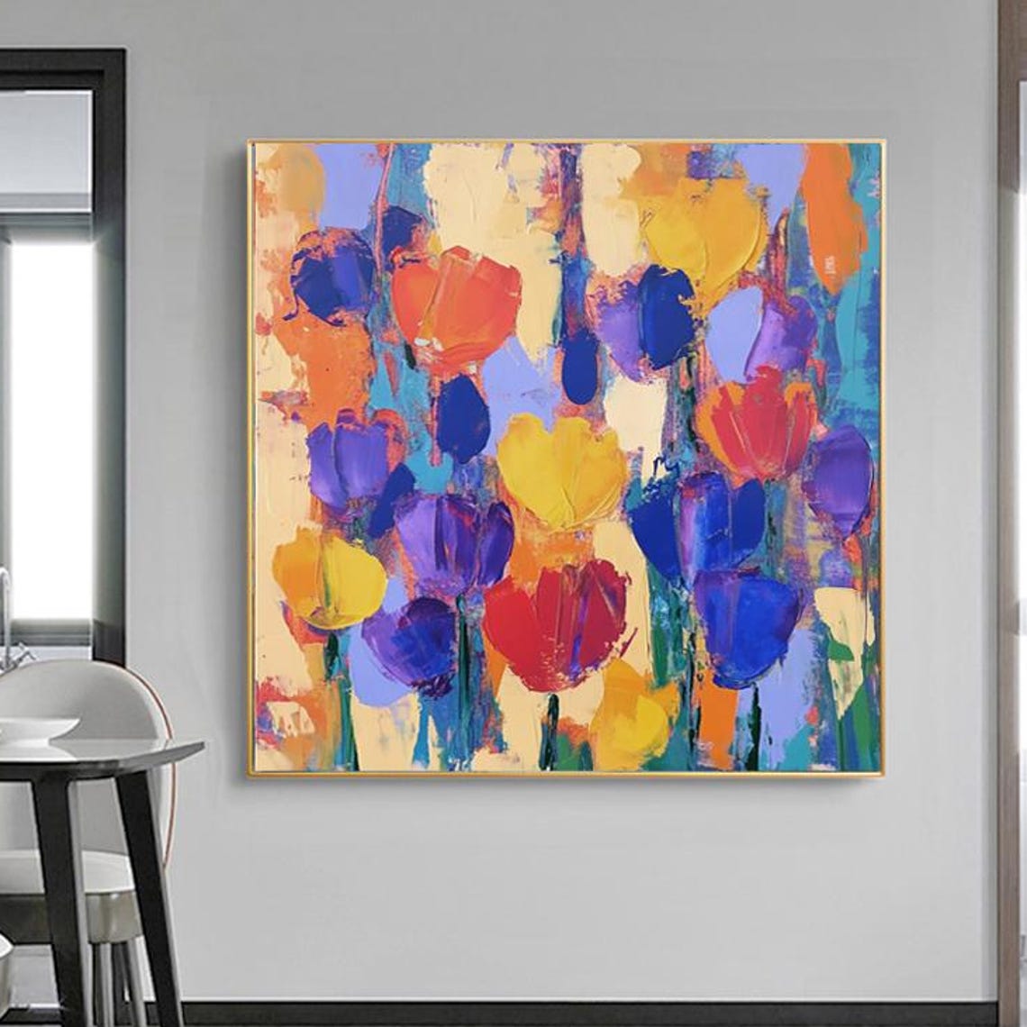Abstract Tulip Field Bursting With Bold Multicolor Blooms Poster