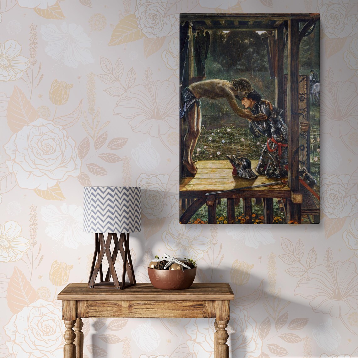The Merciful Knight, Pre-Raphaelite Painting - Image 3