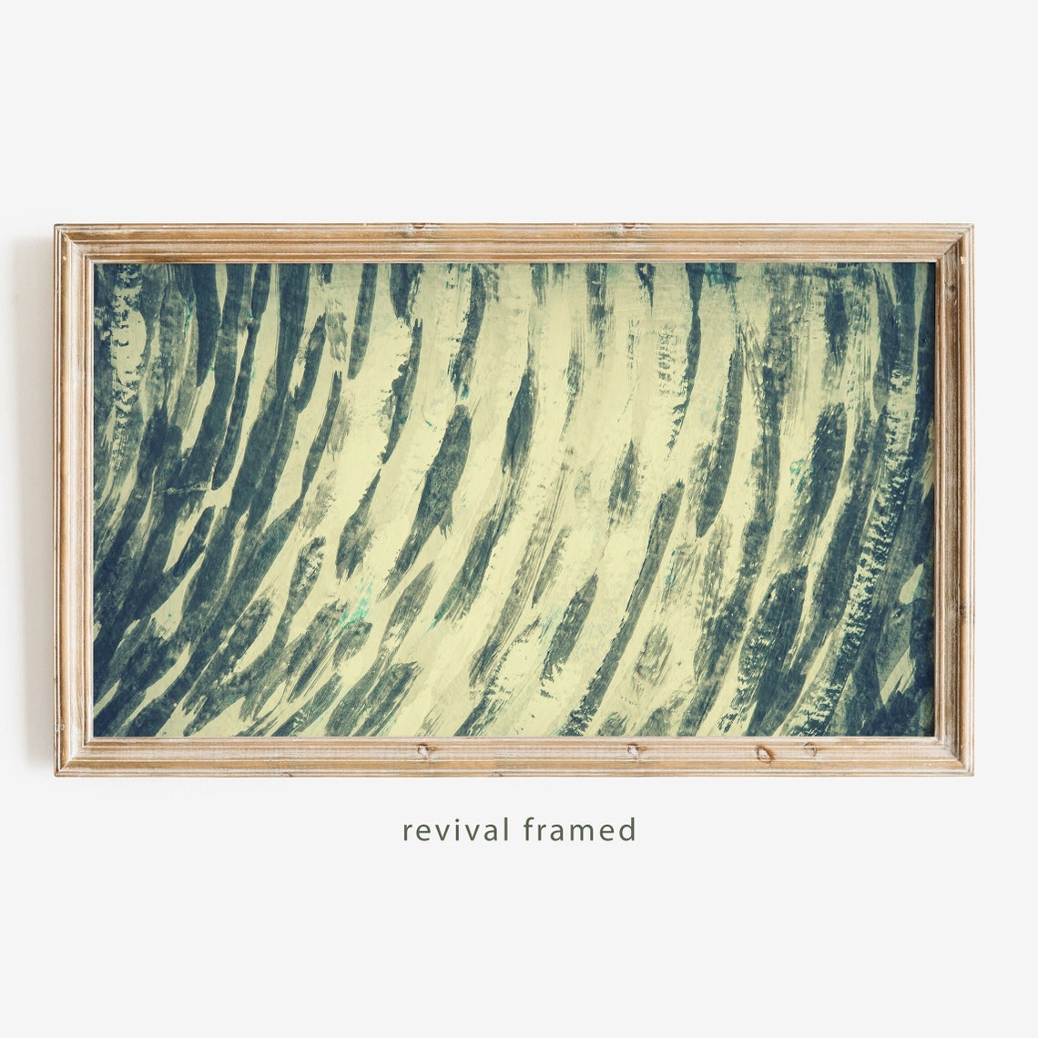 Abstract Diagonal Brush Strokes Cream and Green Modern Art Poster