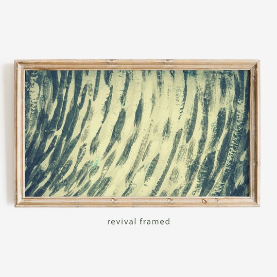 Abstract Diagonal Brush Strokes Cream and Green Modern Art Poster