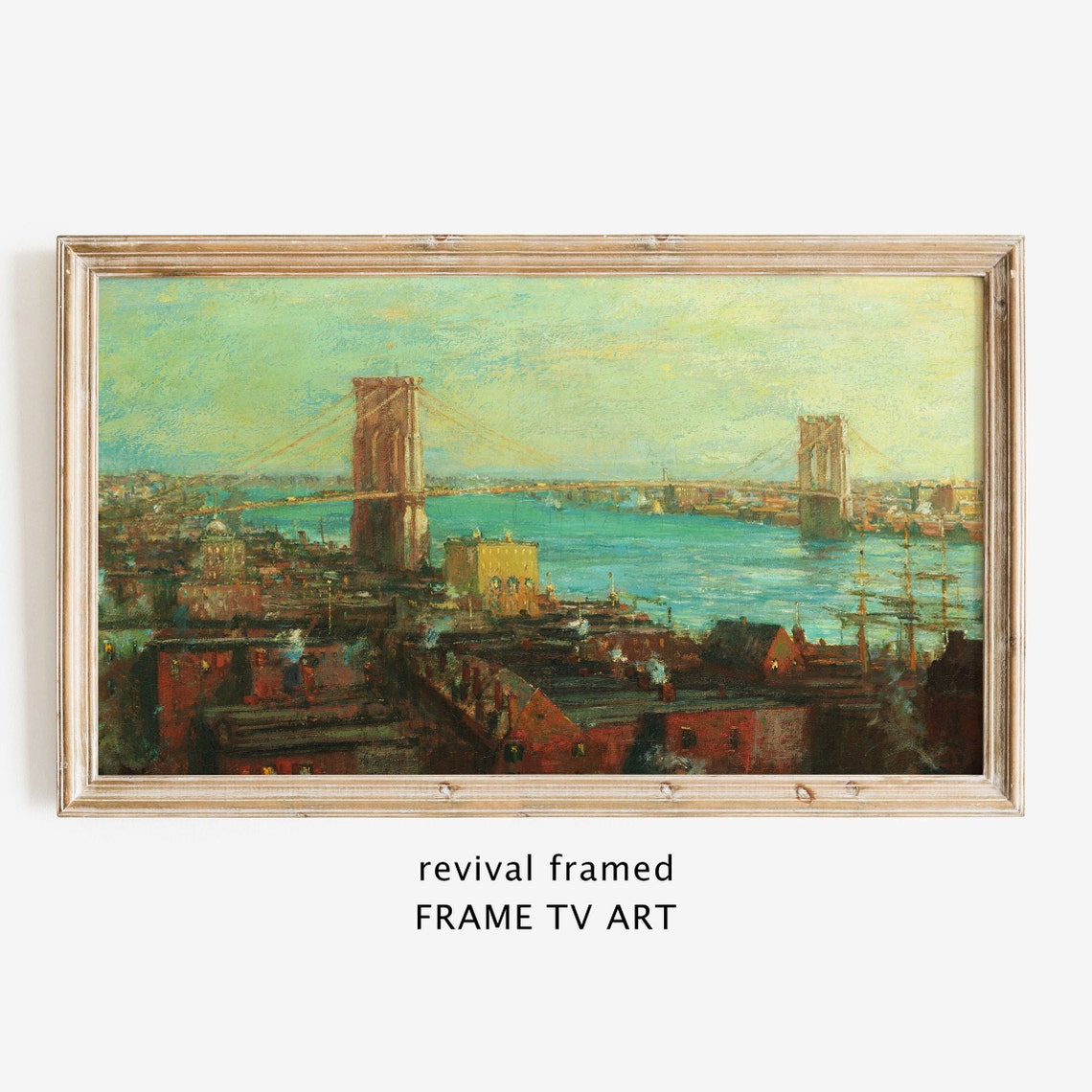 Brooklyn Bridge over the East River Vintage Cityscape Poster