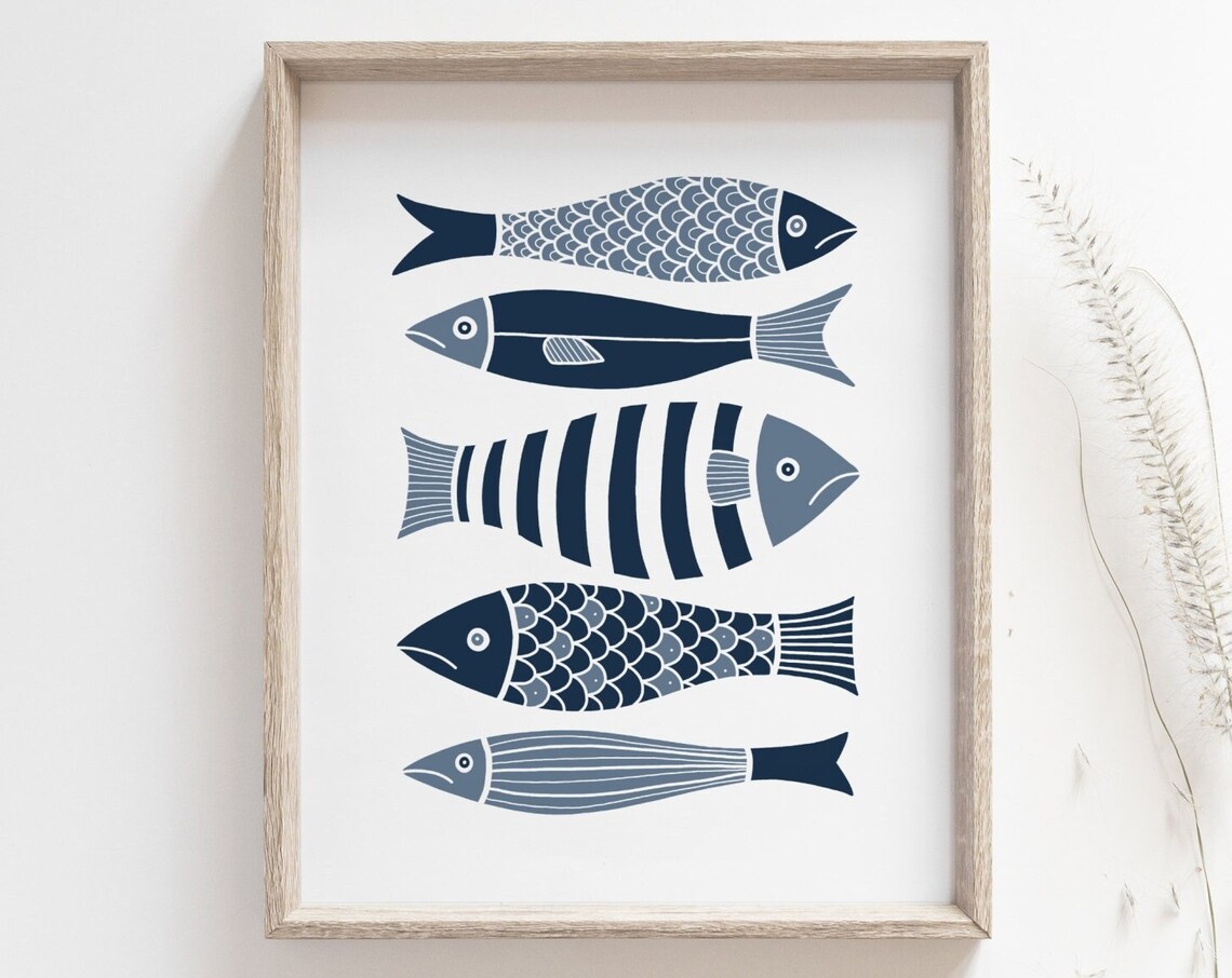 Fish Print, Japanese Minimalist Scandinavian Wall Art