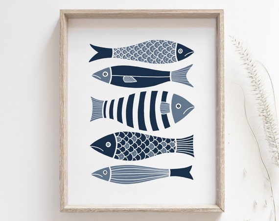 Fish Print, Japanese Minimalist Scandinavian Wall Art