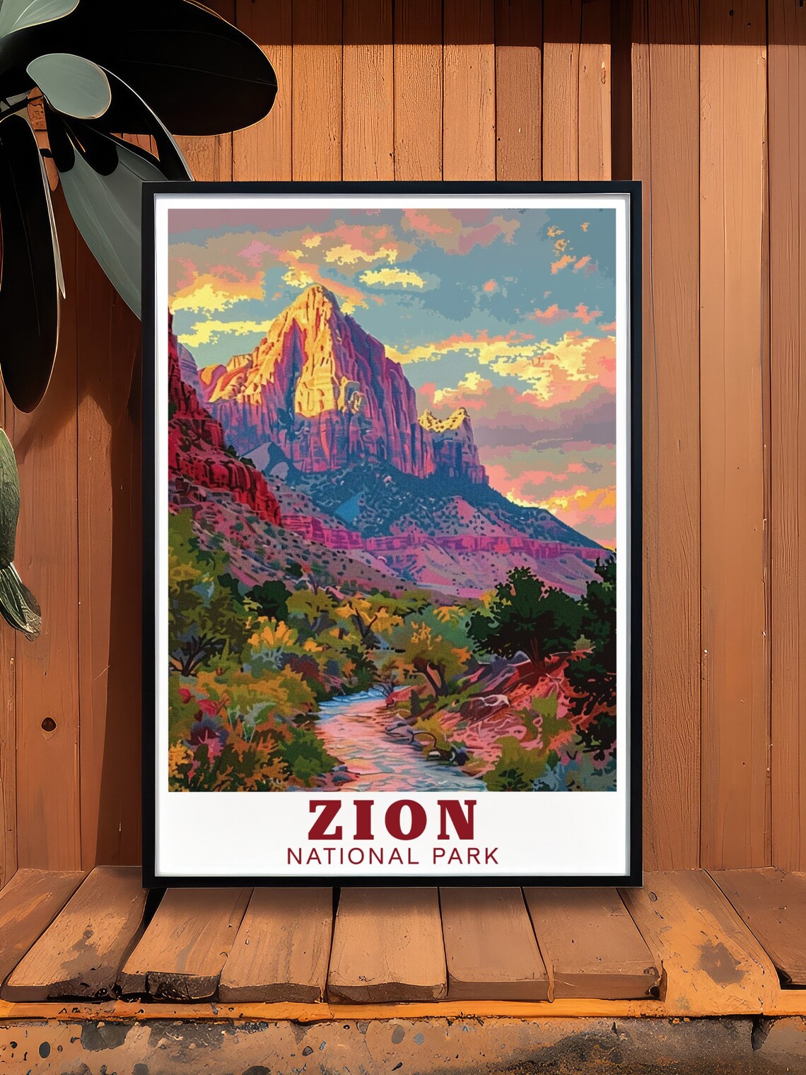 Zion National Park The Watchman Sunset Peak Glow Travel Poster - Image 3