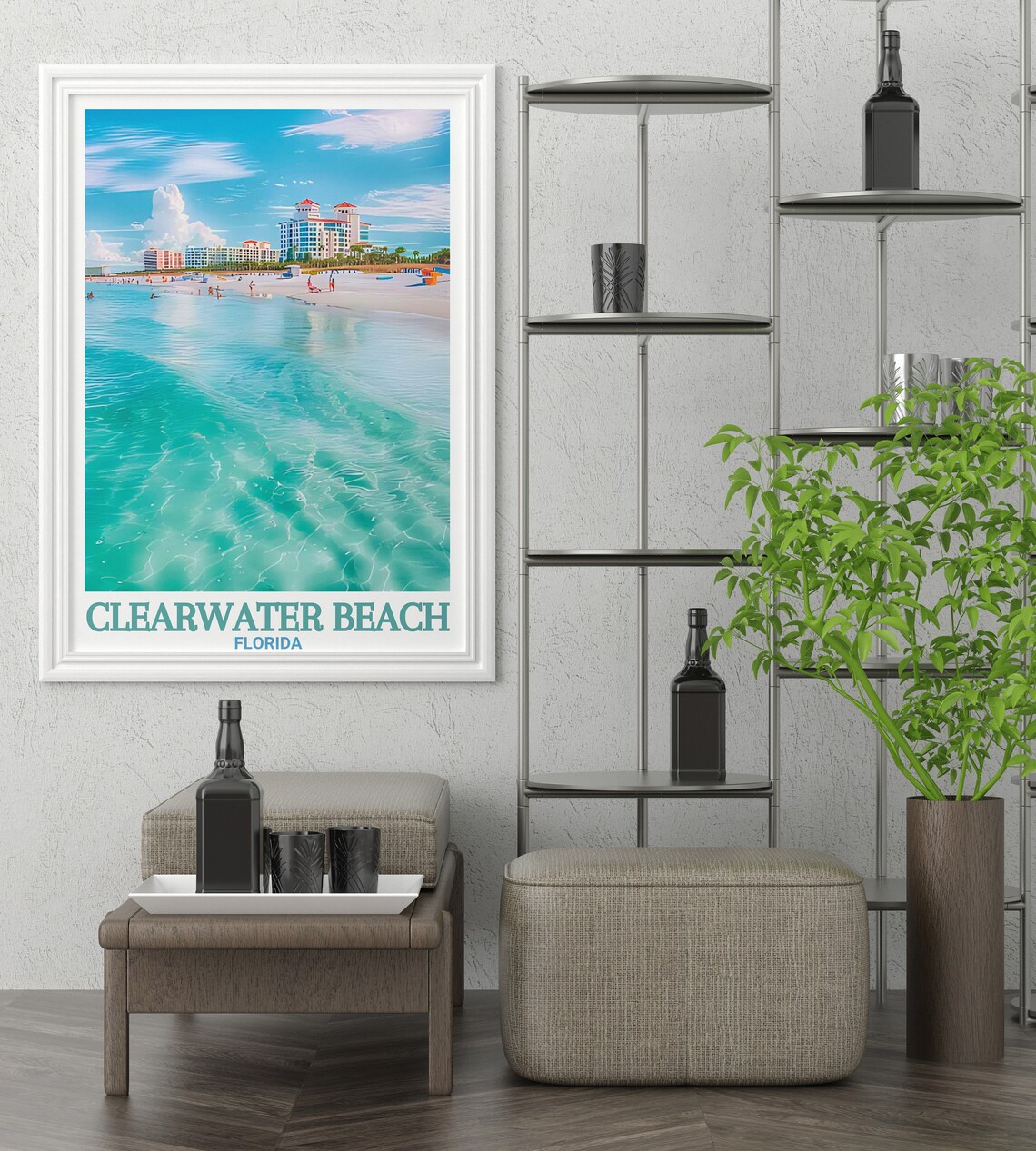 Clearwater Beach Florida Turquoise Shoreline Resort Travel Poster - Image 3