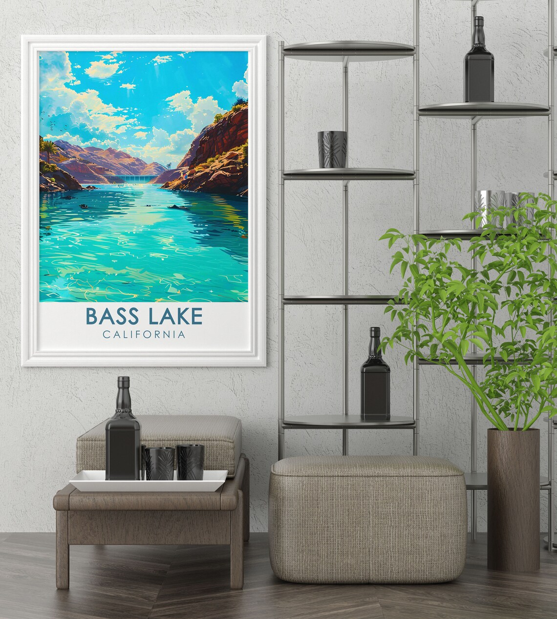 Bass Lake California Turquoise Canyon Dam Sparkling Lake Poster - Image 3