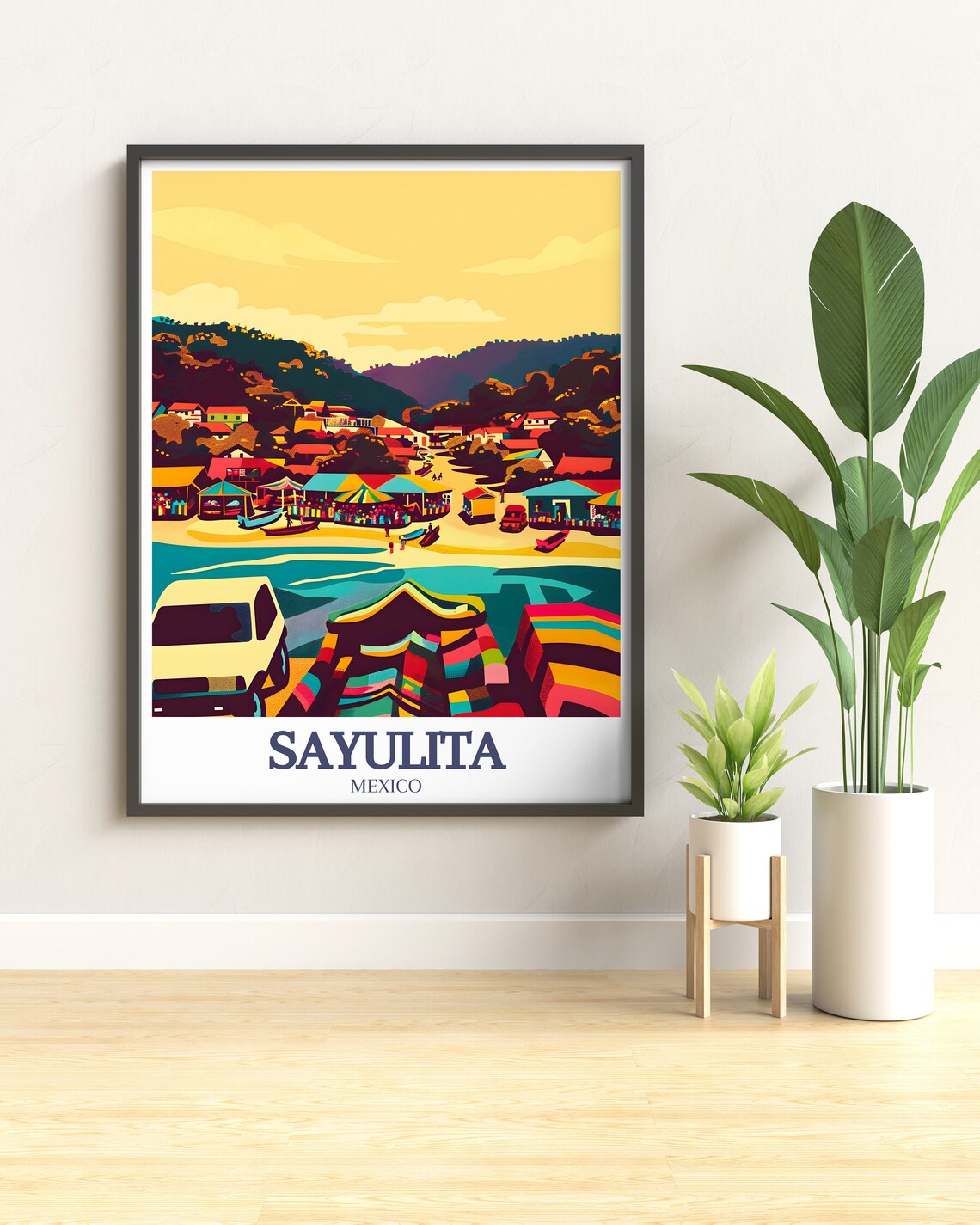 Sayulita Mexico Beach Market Fishing Boats Shore Travel Poster - Image 3