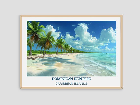 Dominican Republic Palm Beach With White Sand And Turquoise Water Poster