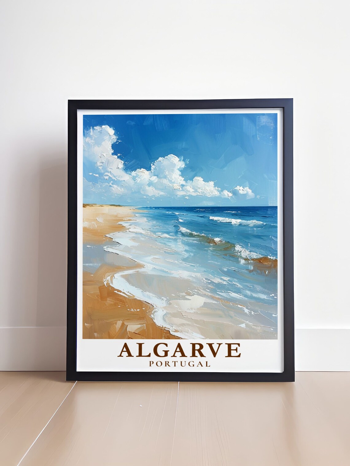 Algarve Portugal Golden Beach Waves Impressionist Seascape Poster - Image 4
