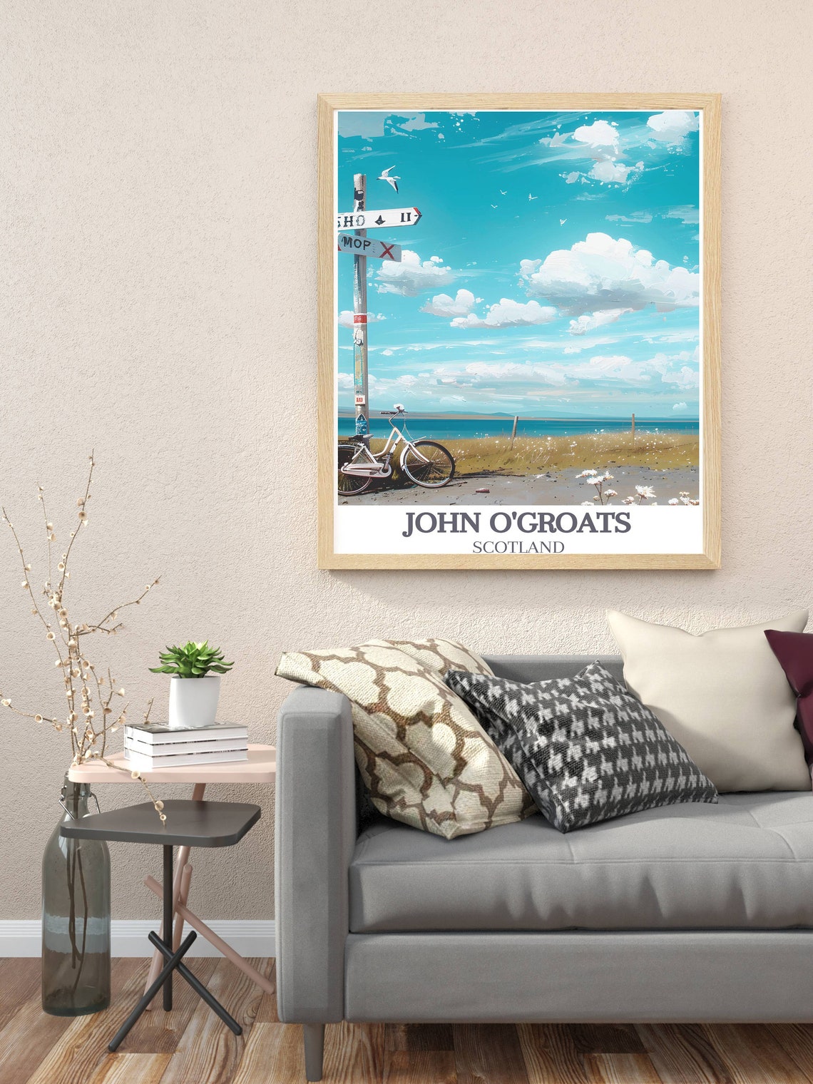 John O'Groats Signpost Bicycle by the Sea Coast to Coast Poster - Image 3