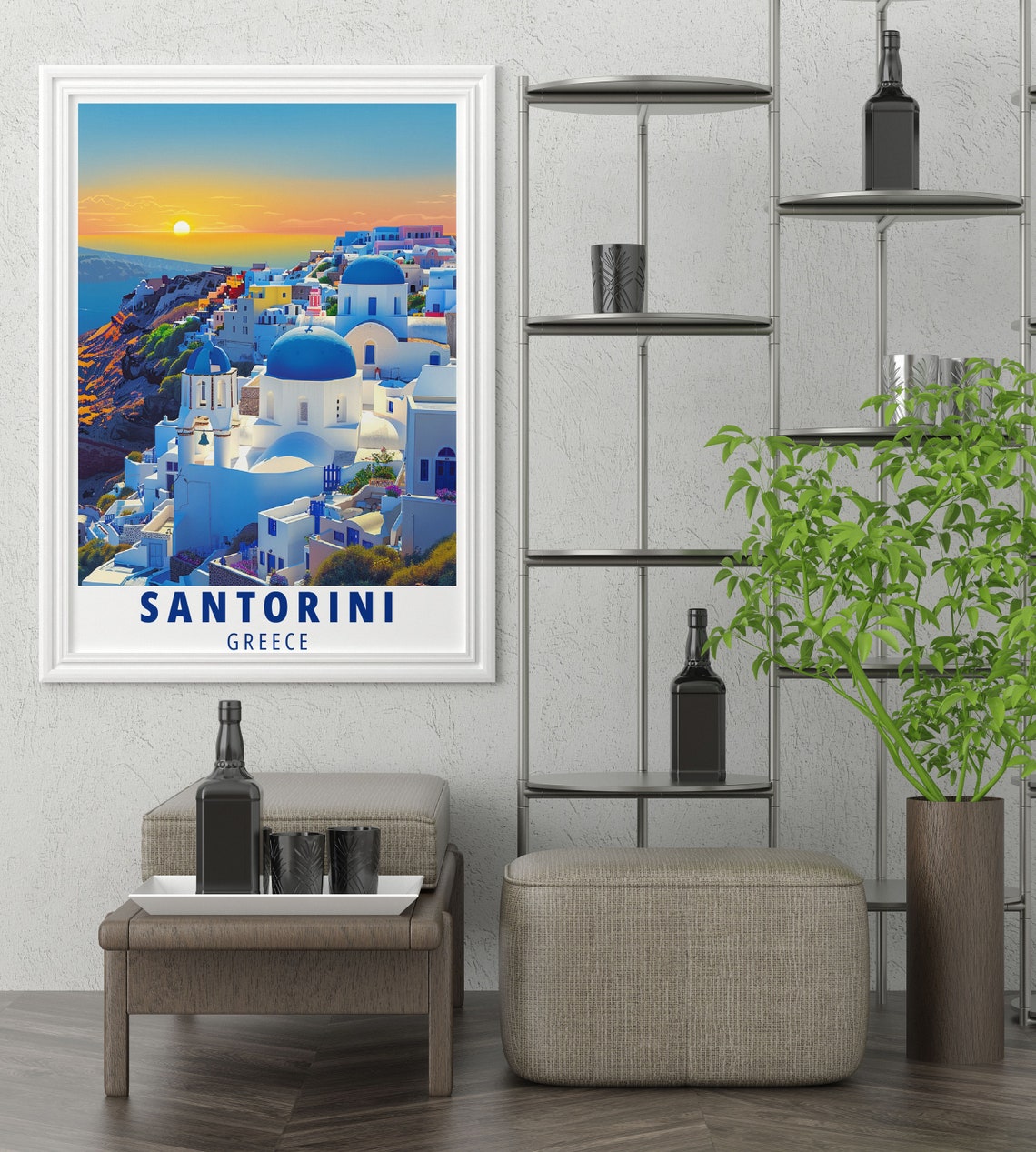 Santorini Greece Oia Sunset Blue Domes White Village Travel Poster - Image 3