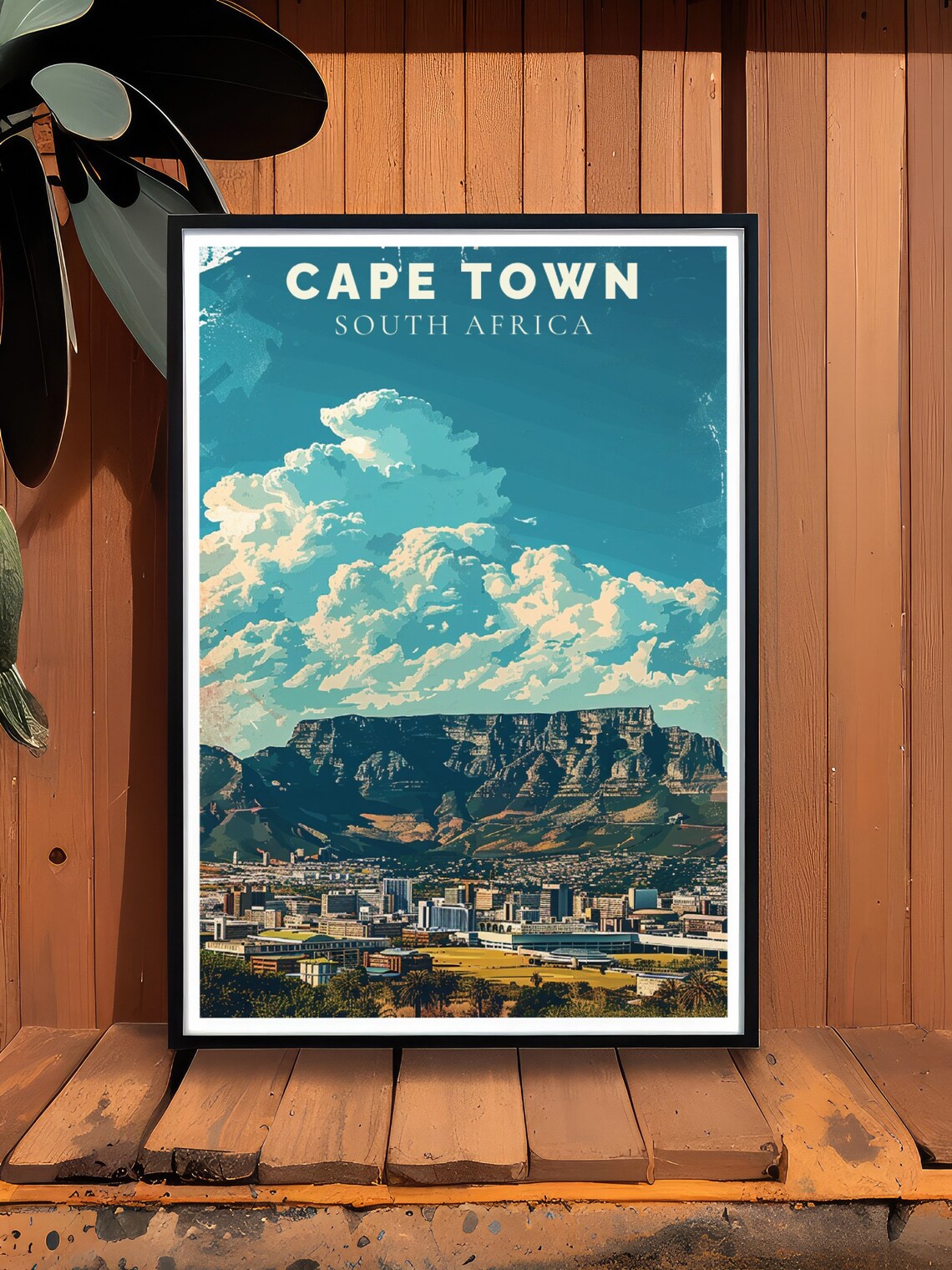 Cape Town South Africa Table Mountain Clouds Vintage Travel Poster - Image 2