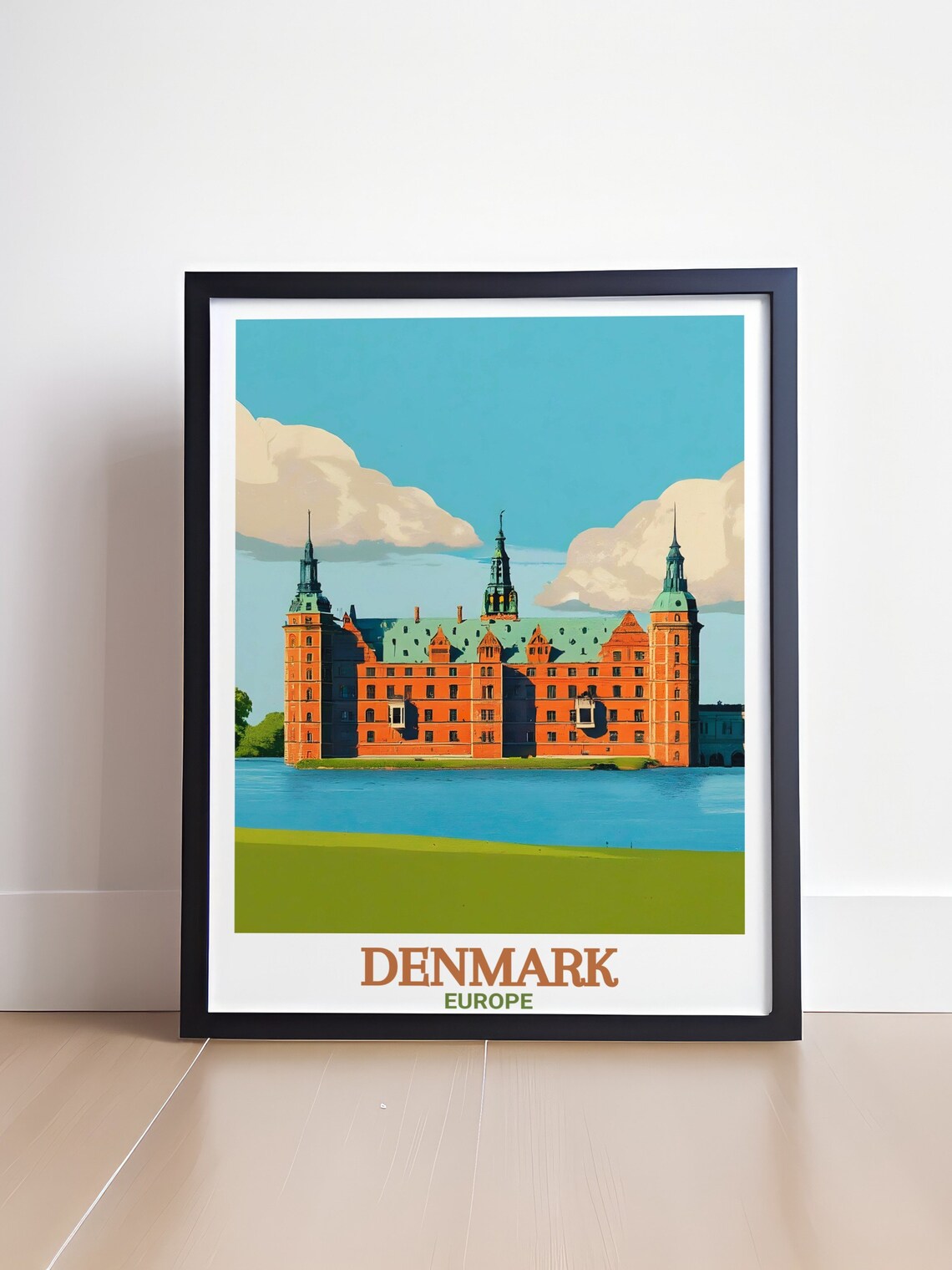 Historic Frederiksborg Castle Denmark Lakeside Travel Poster - Image 4