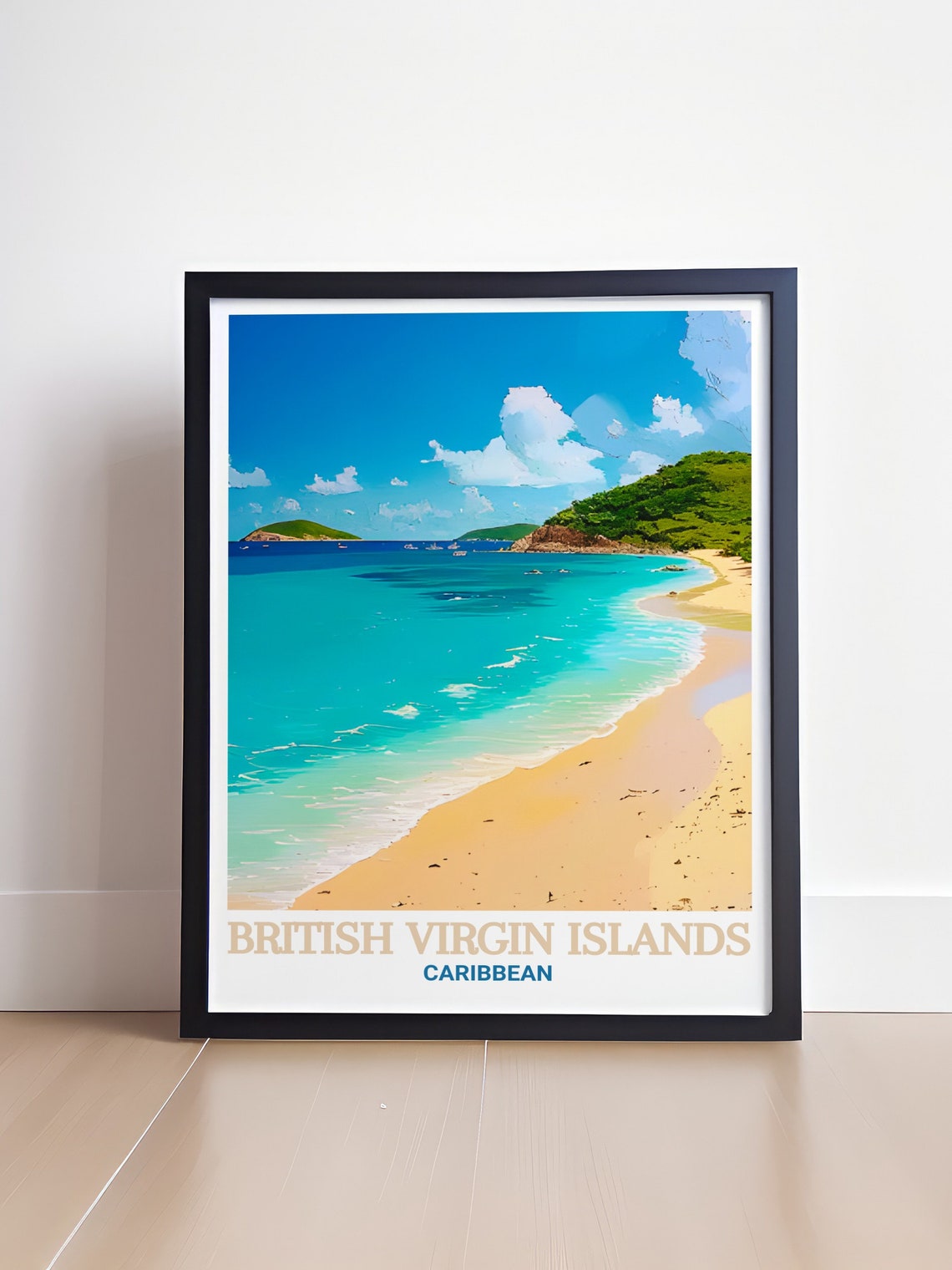 White Bay Sandy Beach and Sailboats British Virgin Islands Poster - Image 4