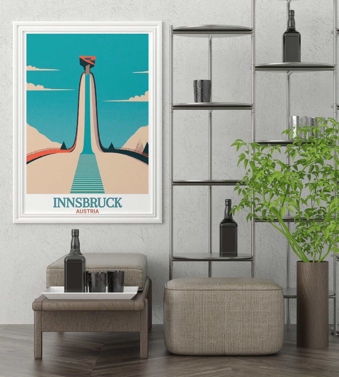 Innsbruck Austria Bergisel Ski Jump Minimalist Geometric Poster - Image 2