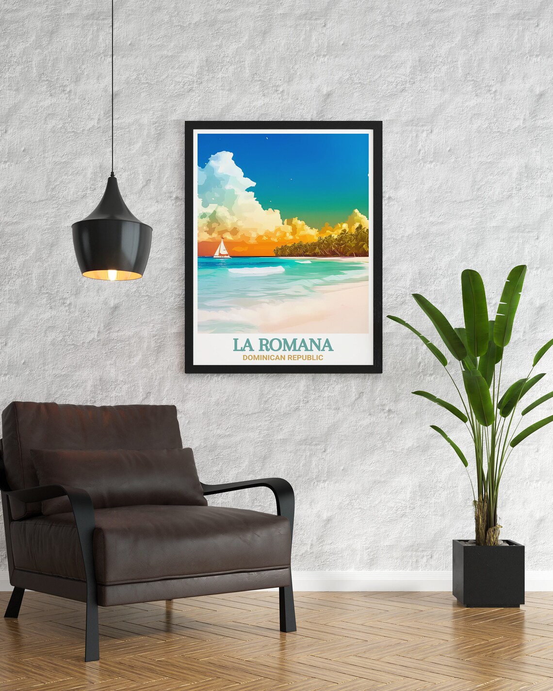 La Romana Bayahibe Beach Sailboat Sunset Caribbean Sea Poster - Image 2