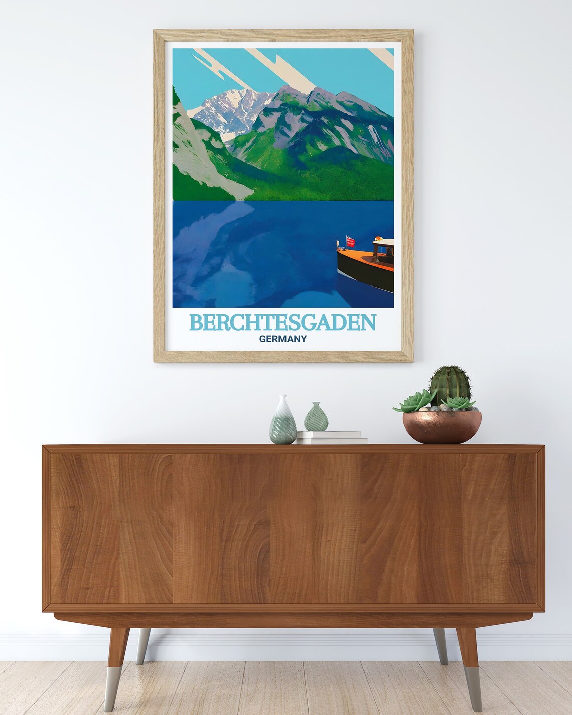 Konigssee Lake Wooden Boat Beneath Alpine Peaks Bavaria Poster - Image 2