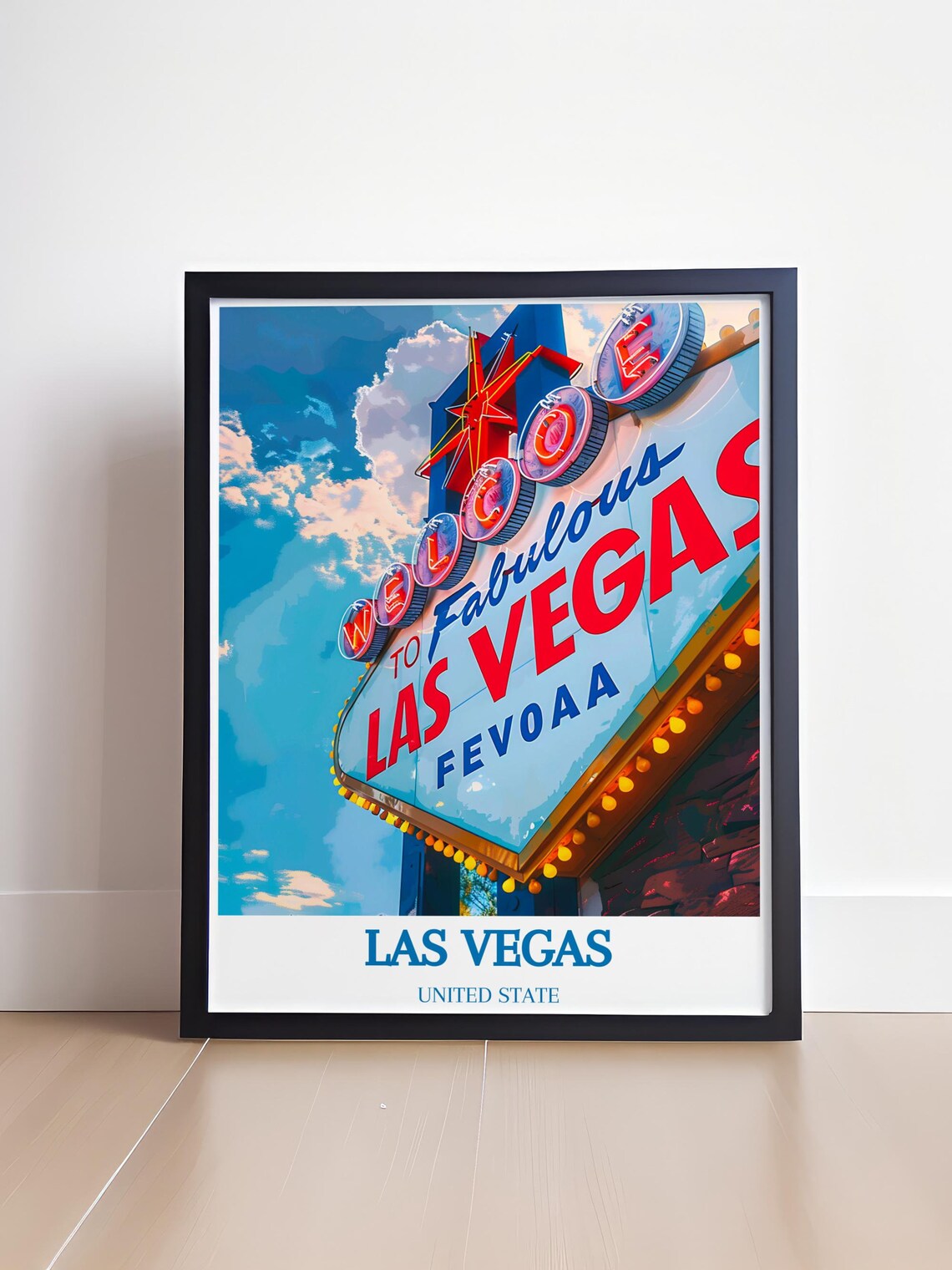 Las Vegas Welcome Sign Neon Landmark Nevada Nights Travel Poster - Image 4