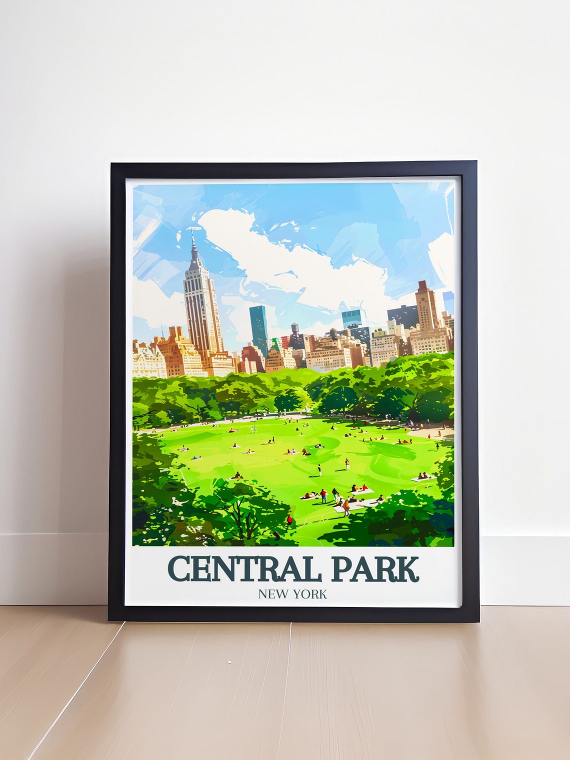 Central Park Summer Picnic Lawn Beneath Manhattan Skyline Poster - Image 4