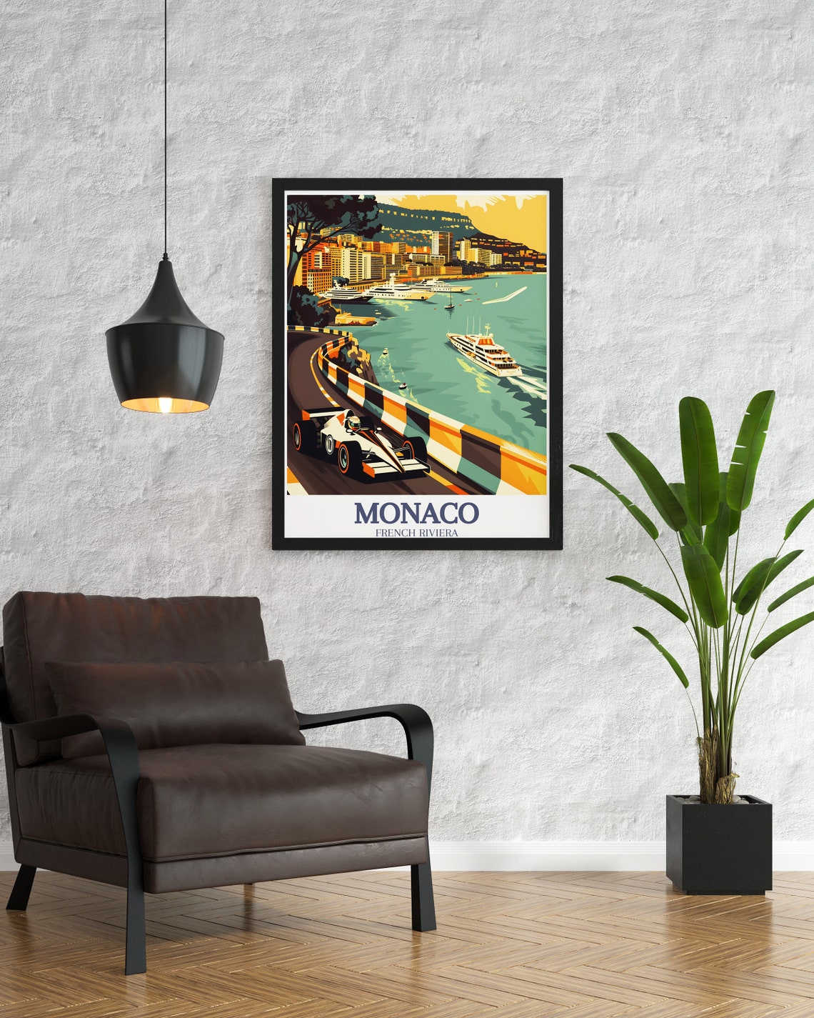 Monaco French Riviera Formula Car Coastal Circuit Harbor Poster - Image 2