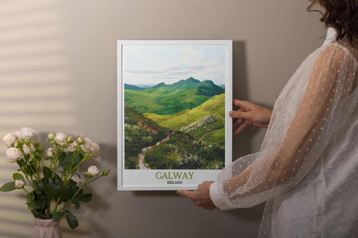 Galway Ireland Emerald Mountain Trails and Valleys Travel Poster - Image 3