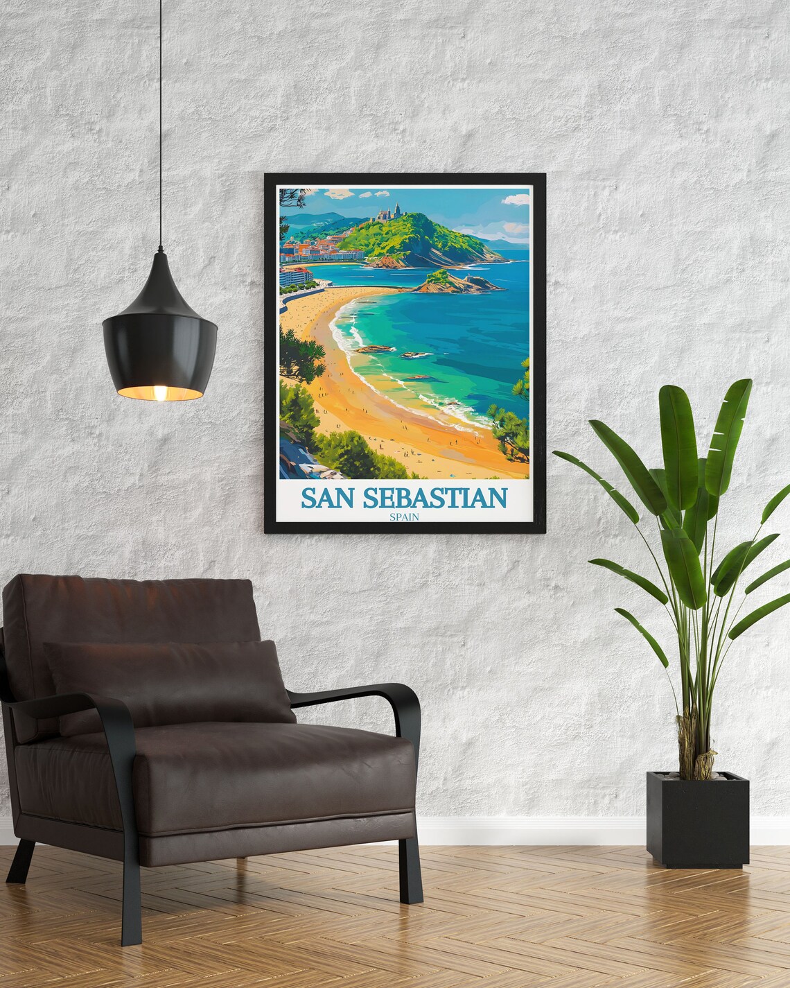 San Sebastian La Concha Beach And Monte Urgull Bay Travel Poster - Image 3