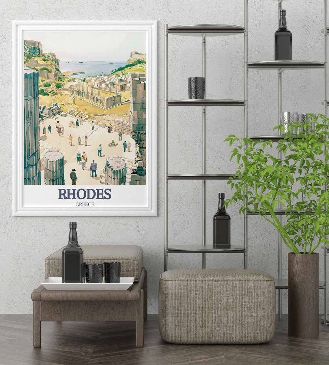 Rhodes Acropolis Of Lindos Ancient Columns Sea View Greece Poster - Image 2