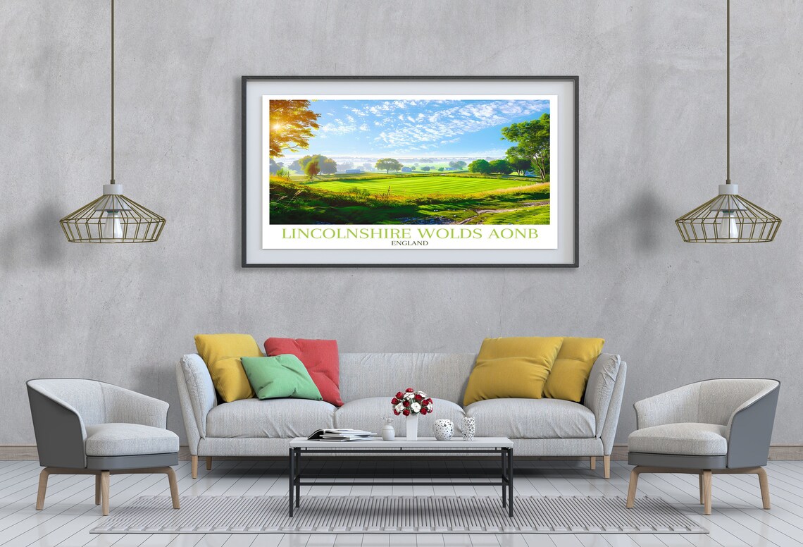 Lincolnshire Wolds Sunrise Farmland Panorama England Travel Poster - Image 4