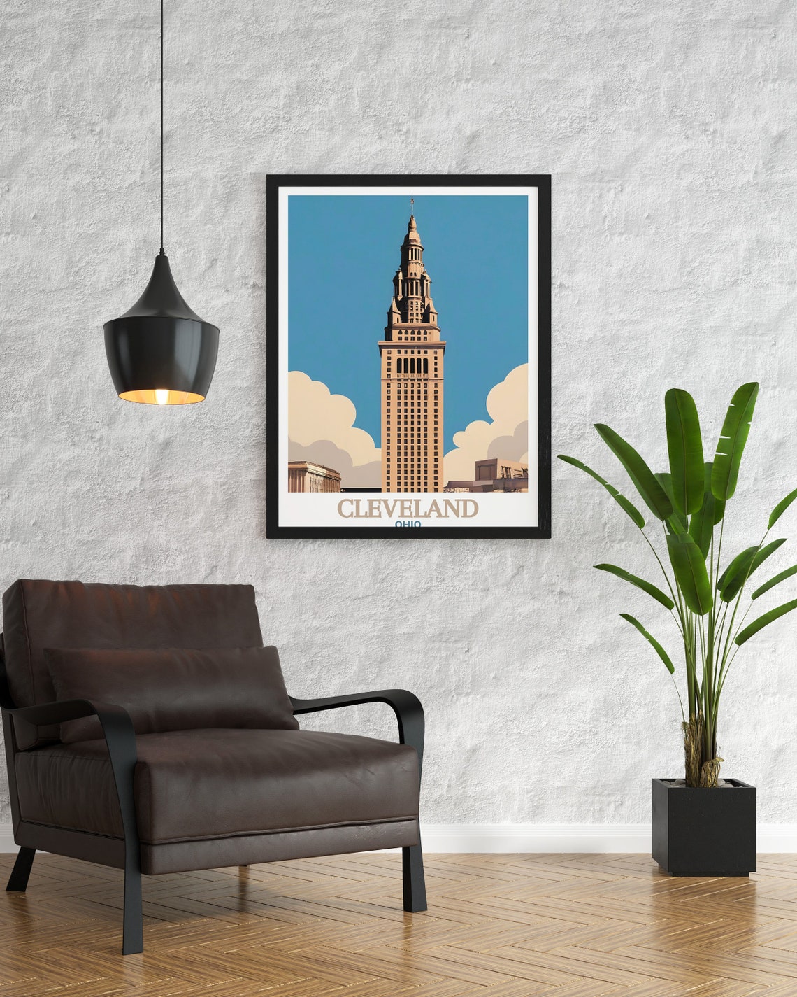 Ohio Cleveland Terminal Tower Historic Skyscraper Minimal Poster - Image 2