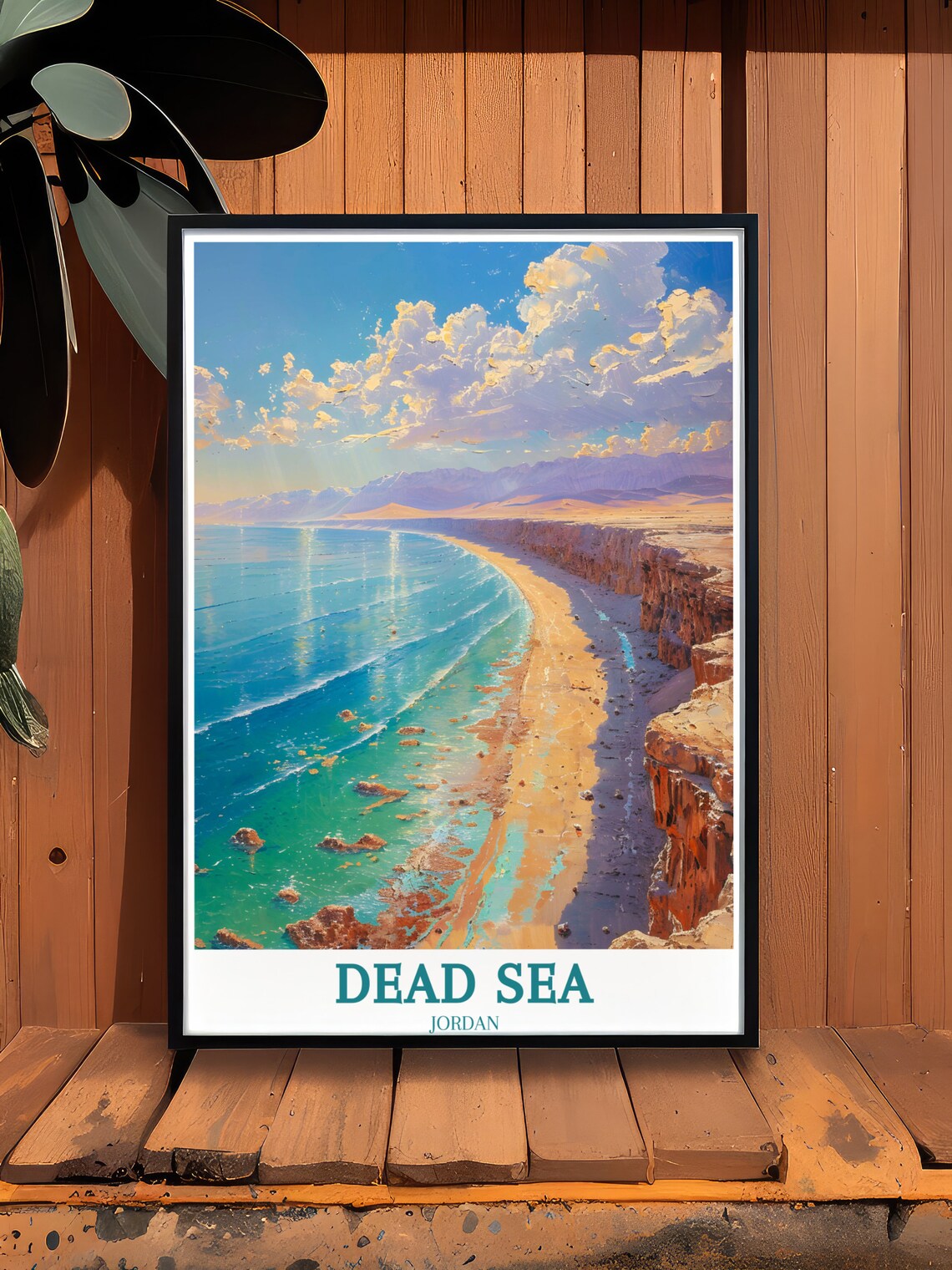 Dead Sea Jordan Shoreline Desert Cliffs Landscape Travel Poster - Image 3