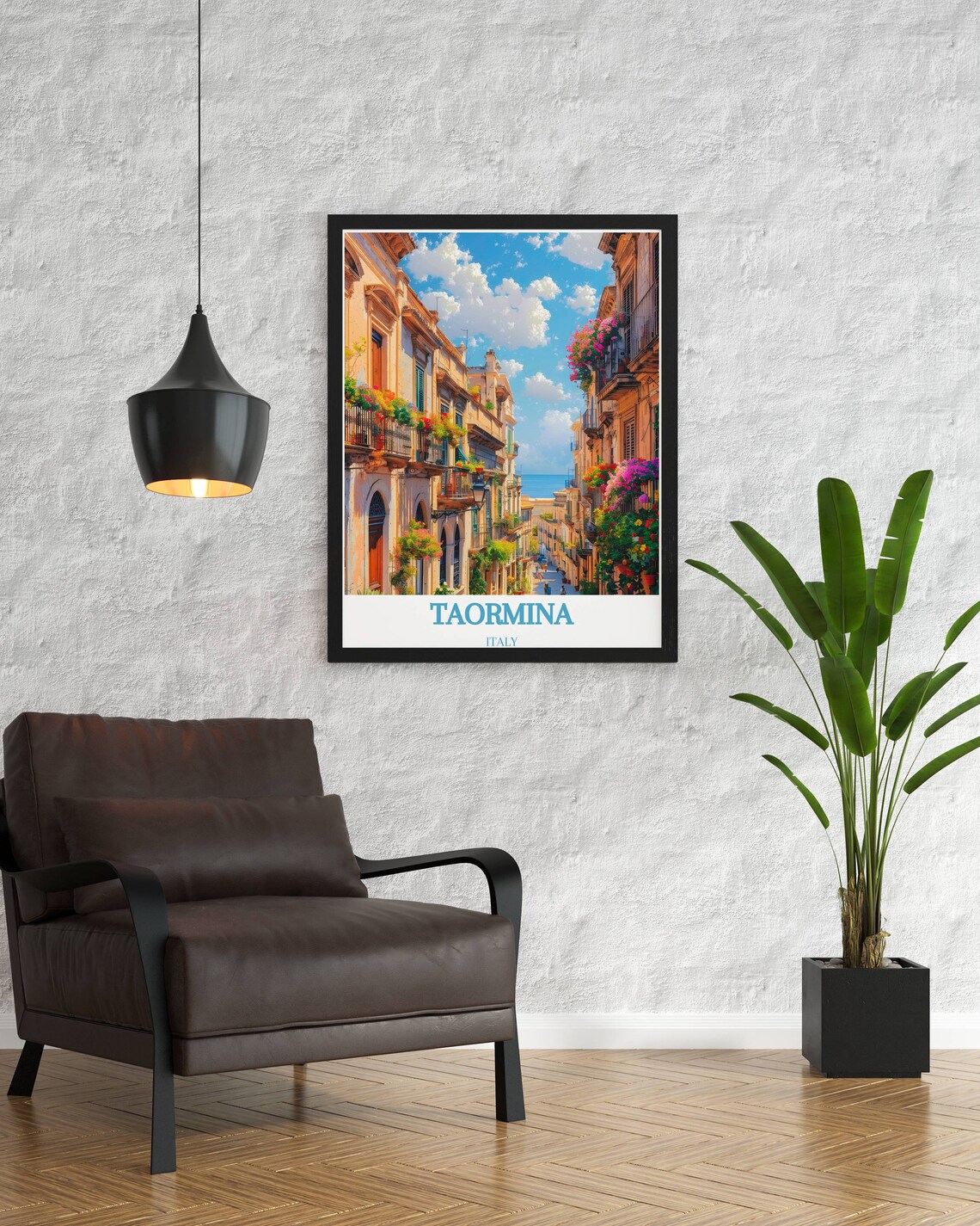 Taormina Italy Corso Umberto Flower Balcony Street Scene Poster - Image 3