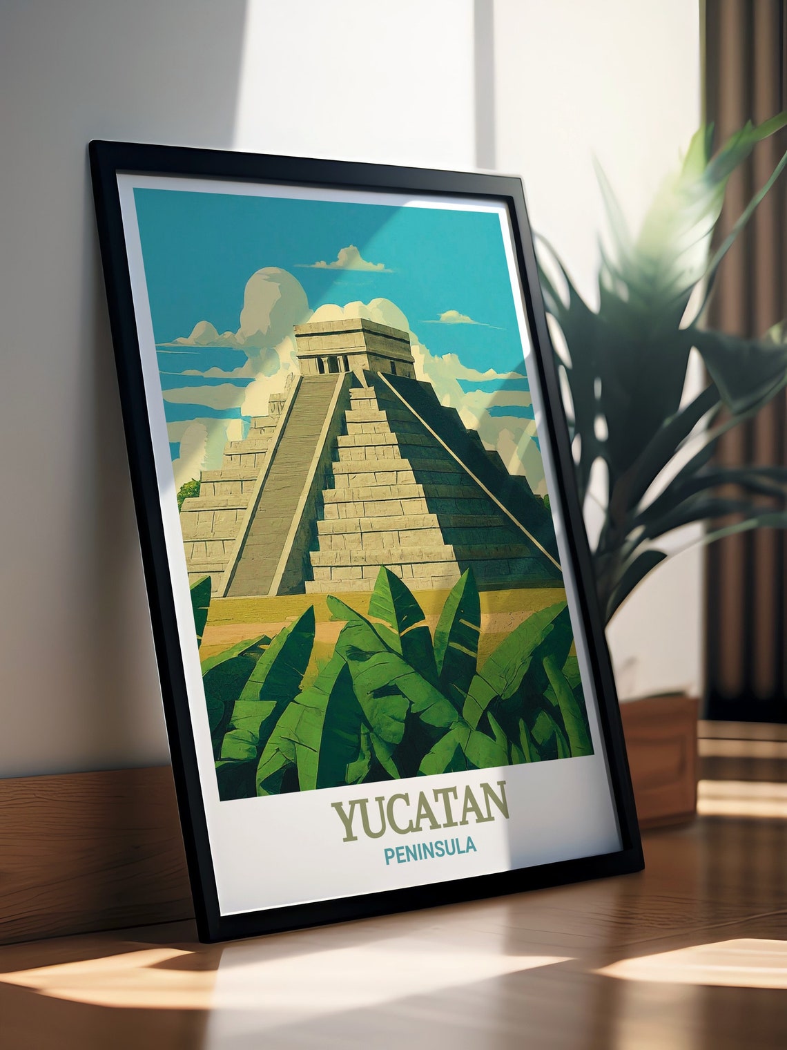 Yucatan Peninsula Mayan Step Pyramid Jungle Mexico Travel Poster - Image 2