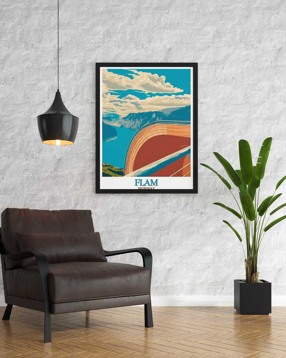 Flam Stegastein Viewpoint Fjord Overlook Norway Travel Poster - Image 2