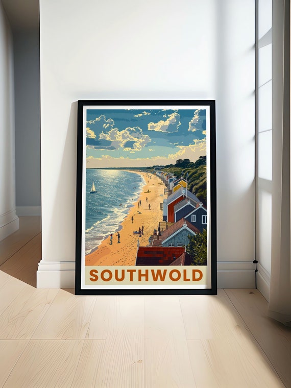 Southwold Poster And Beach Huts Art Southwold Pier And Vintage Travel Art Southwold Lighthouse And Beach Huts In Bucket List Prints