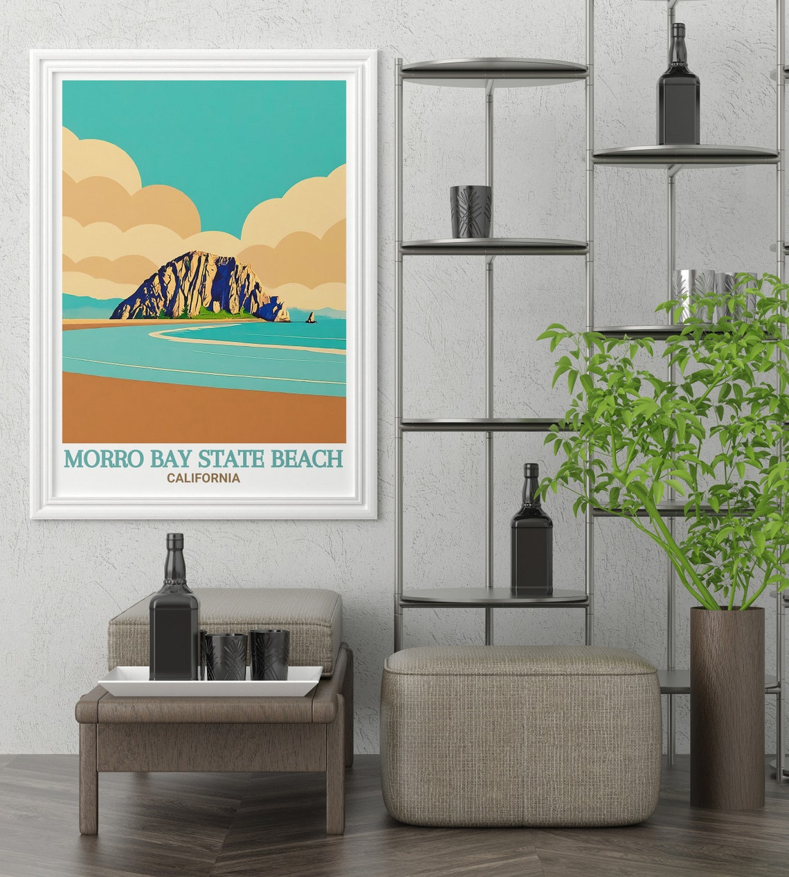 Morro Bay State Beach California Iconic Morro Rock Sunset Poster - Image 2