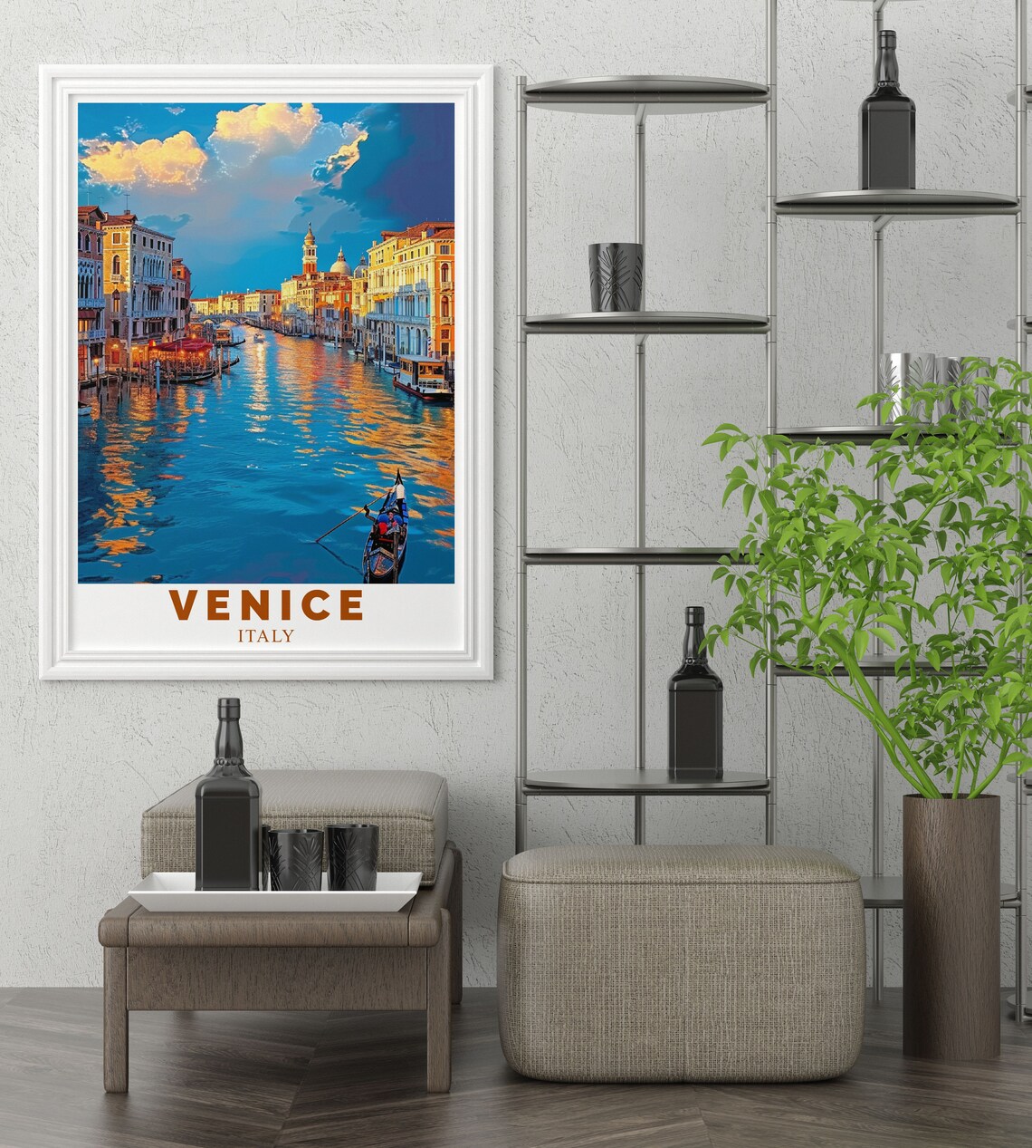 Venice Grand Canal Golden Hour Gondolas Sunset Italy Travel Poster - Image 3