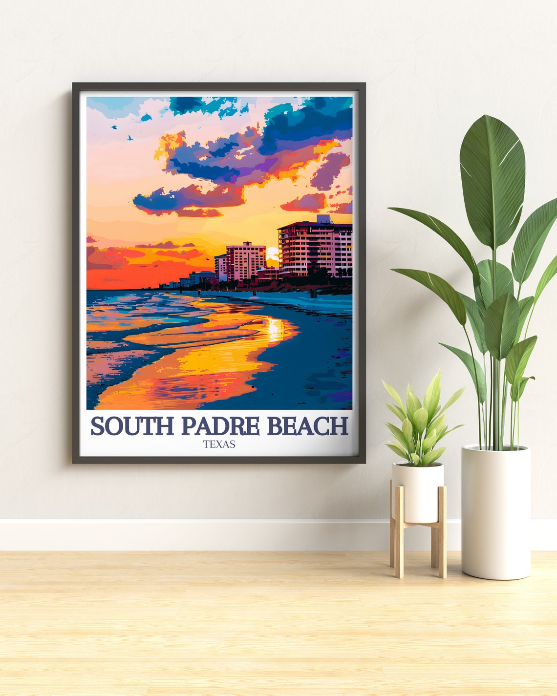 South Padre Beach Travel Poster South Padre Island Gulf Of Mexico Artwork South Padre Island Texas Travel Prints South Padre Island Art - Image 3