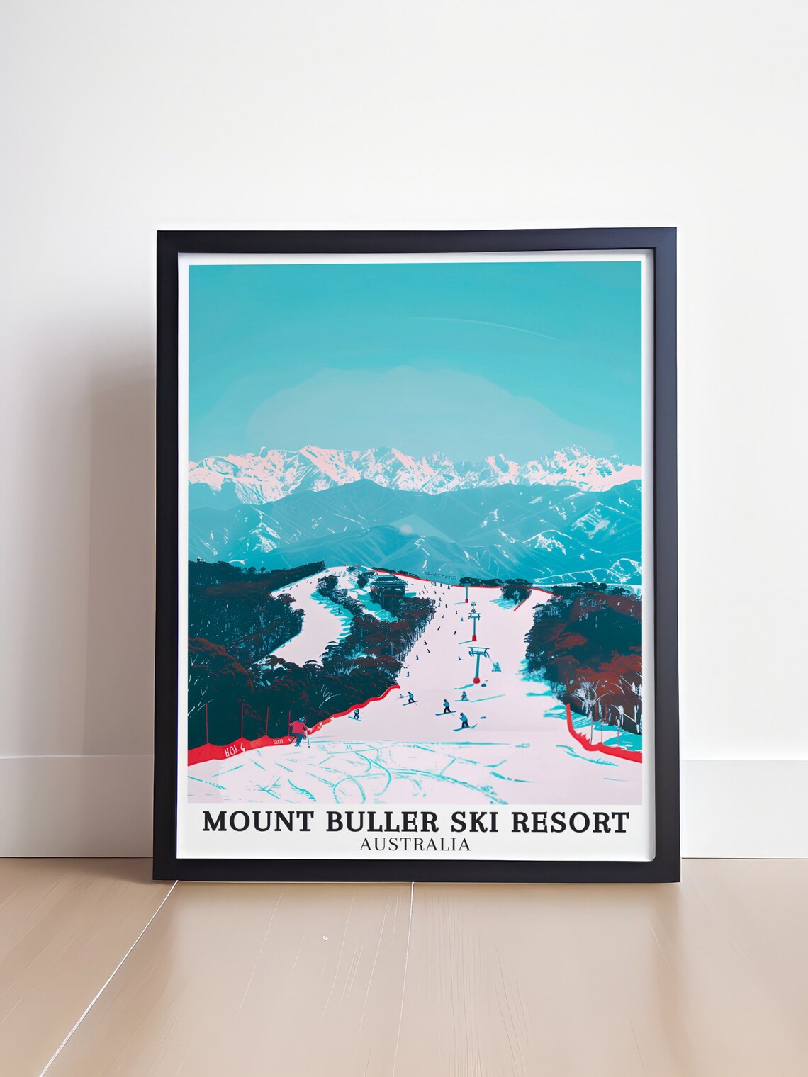 Mount Buller Ski Resort Australia Wide Slope View Vintage Ski Poster - Image 4
