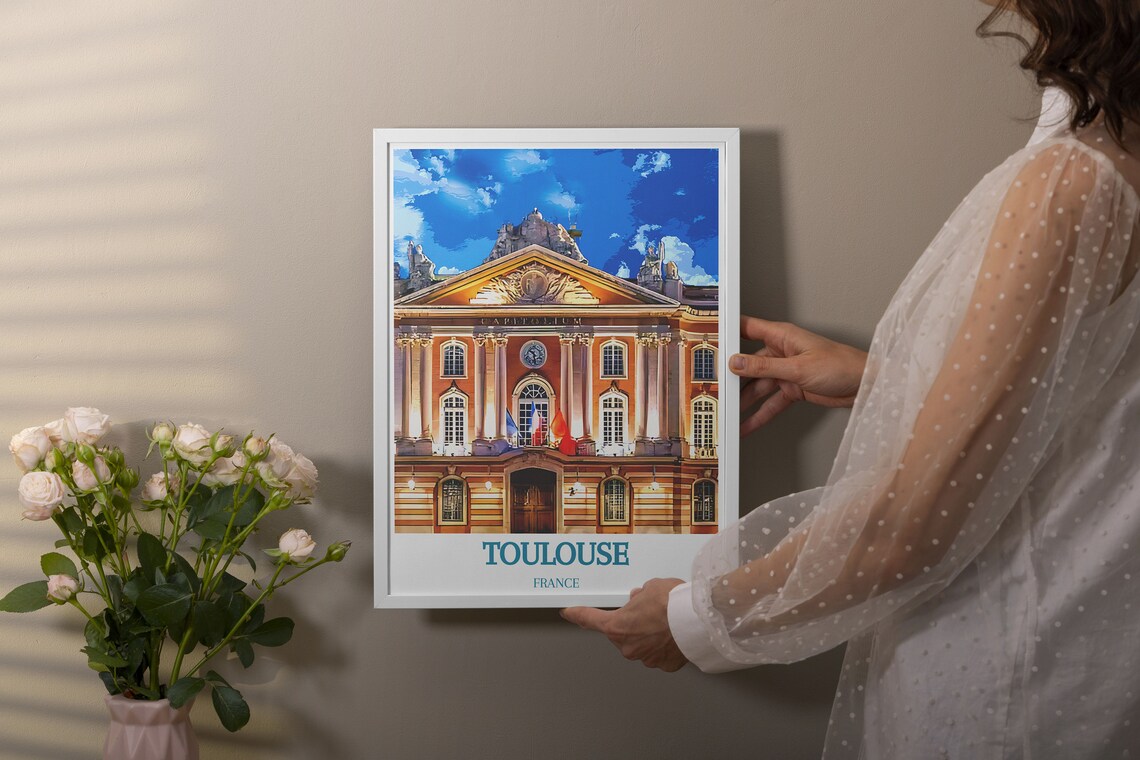 Toulouse France Capitole Pink Brick Landmark Architecture Poster - Image 3