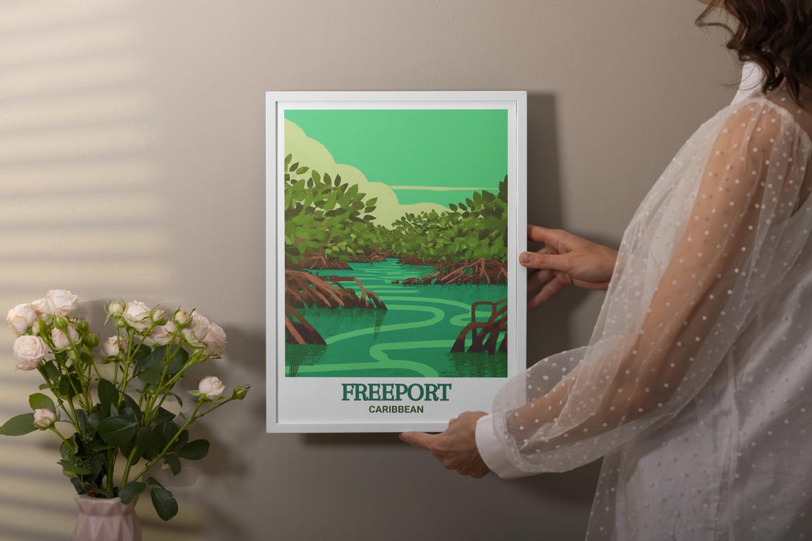 Freeport Caribbean Lucayan Emerald Green Mangrove Waterway Poster - Image 2