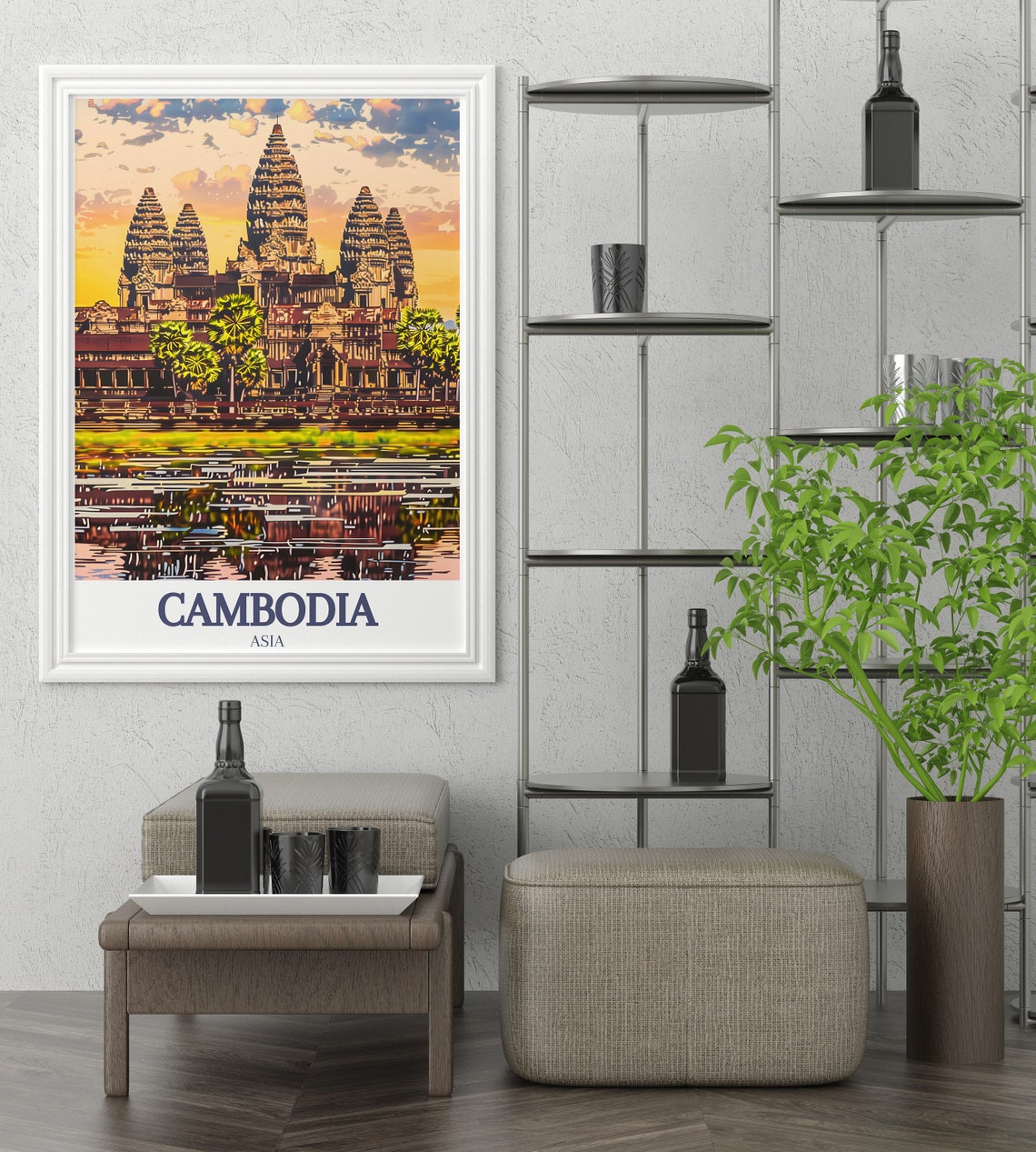 Angkor Wat Illustrated Temple Towers Cambodia Heritage Art Print - Image 3