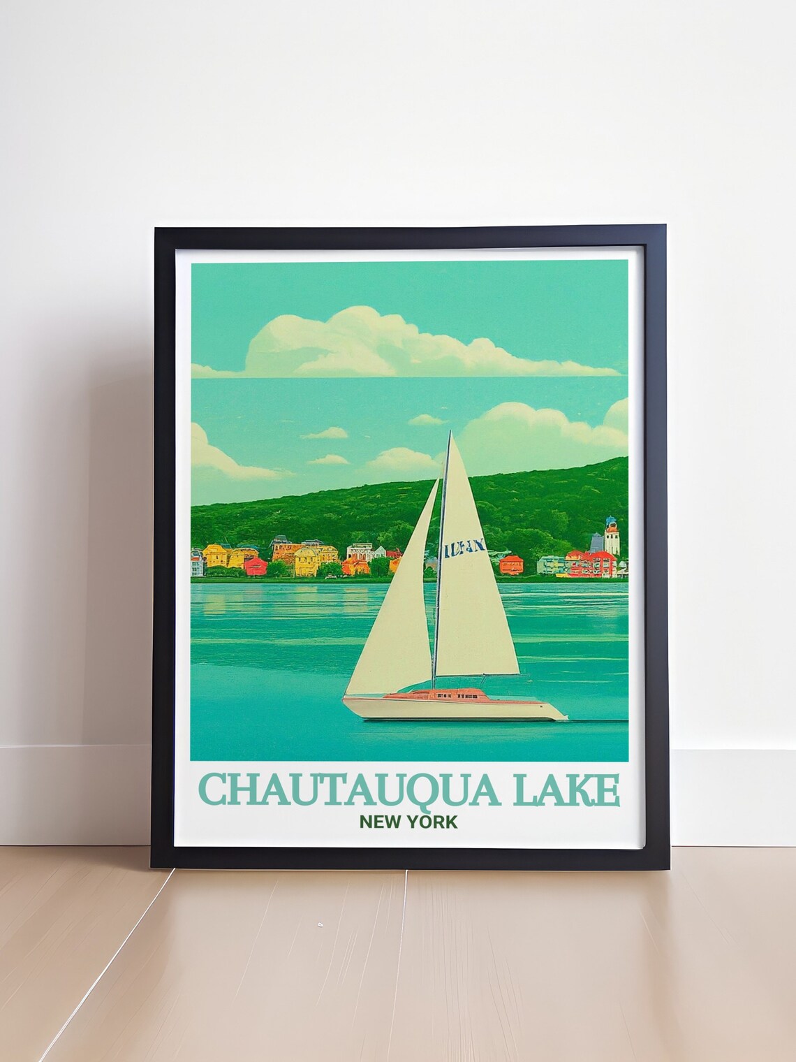 Chautauqua Lake New York Sailboat Lakeside Village Retro Travel Poster - Image 4