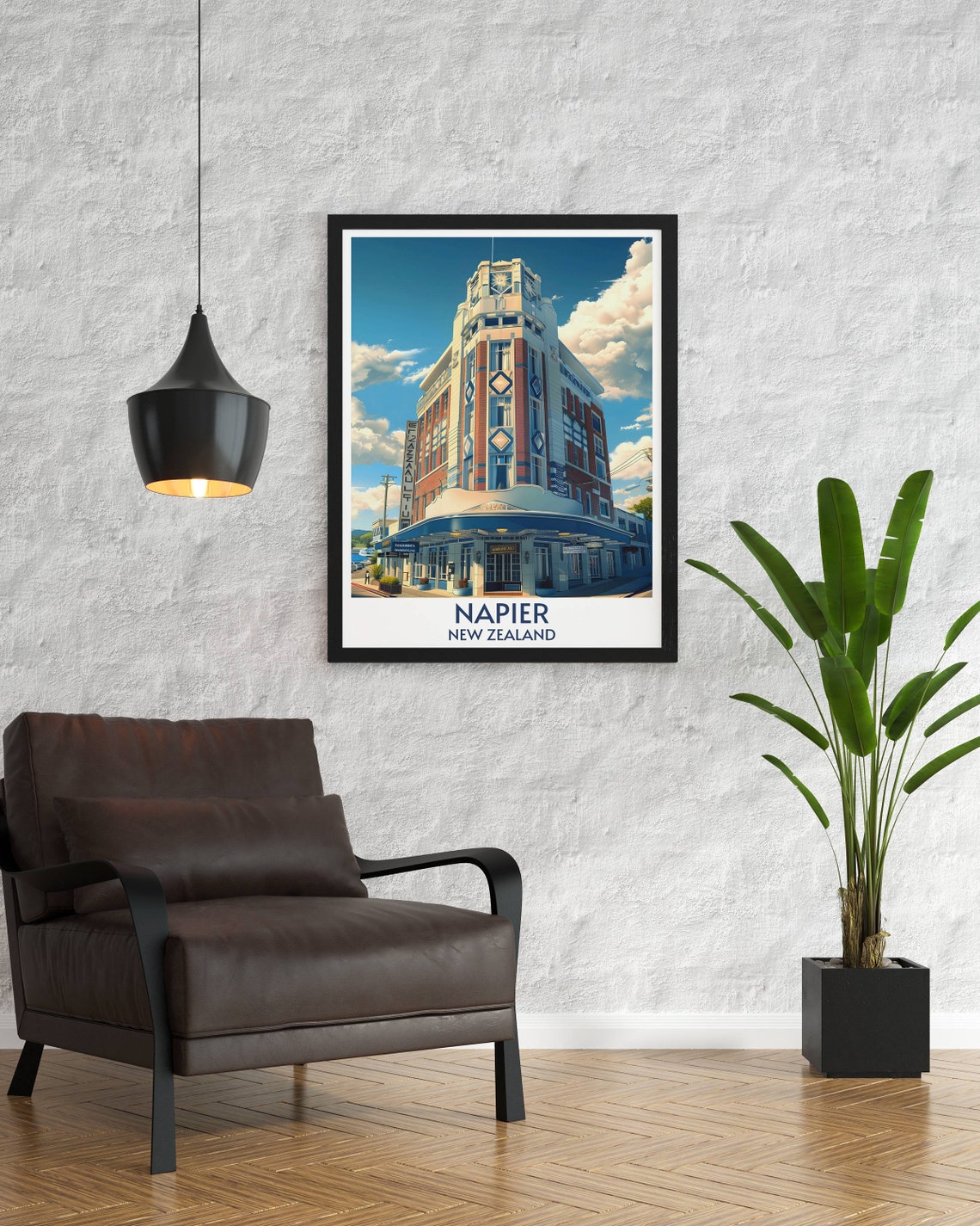 Napier New Zealand Art Deco Masonic Hotel Vintage Architecture Poster - Image 2