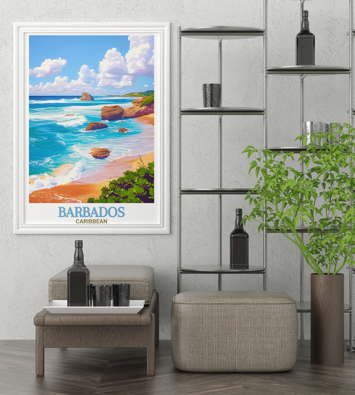 Barbados Bathsheba Beach Rocky Surf Atlantic Coast Scene Poster - Image 4
