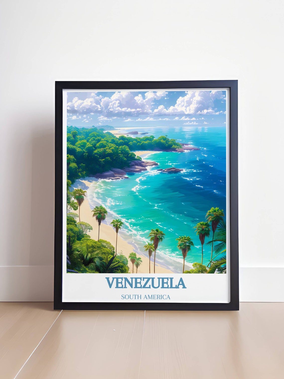 Venezuela South America Palm Cove Aerial Turquoise Beach View Poster - Image 4