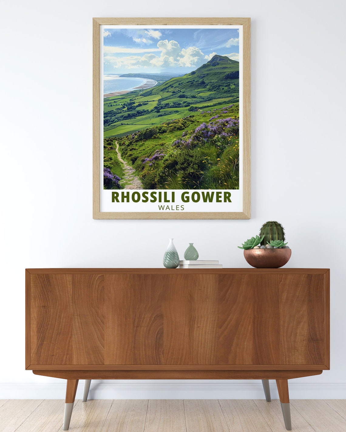 Rhossili Gower Wales Rhossili Down Heather Coast Hike Travel Poster - Image 2