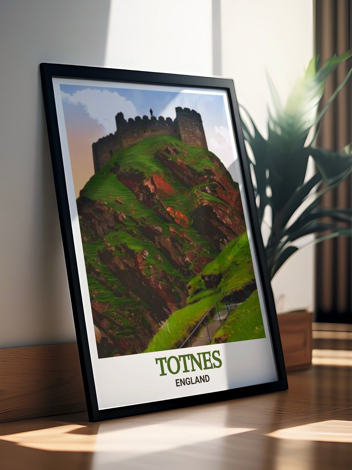 Totnes England Castle On The Hill Golden Sunset Travel Poster - Image 3