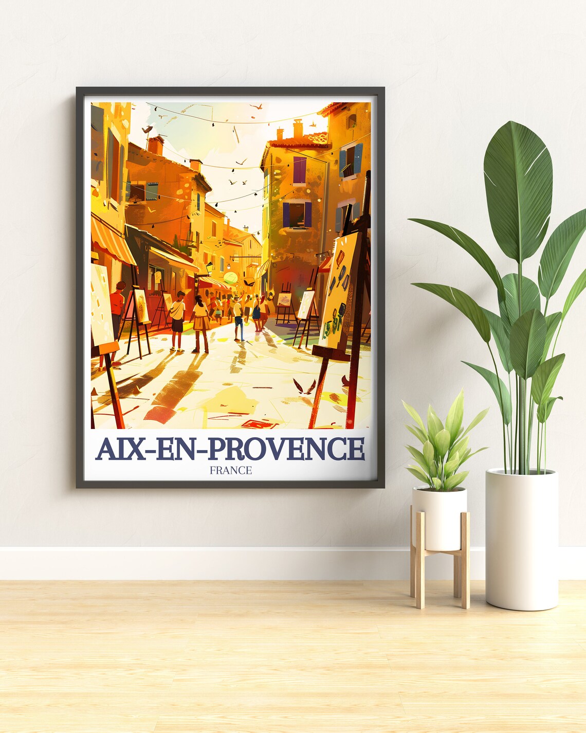 Aix-En-Provence Sunlit Artists Quarter Easels Street France Poster - Image 3