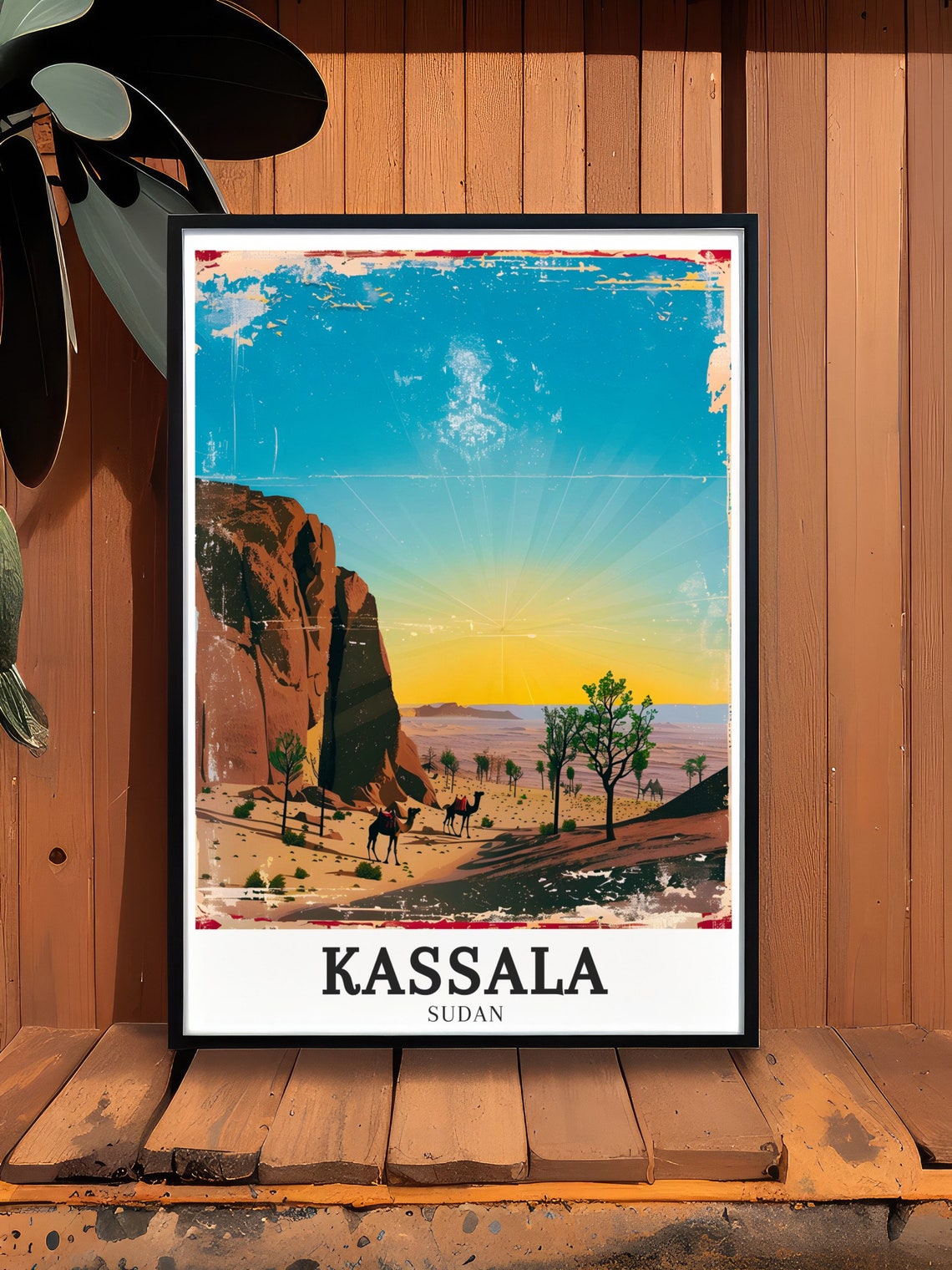 Kassala Sudan Taka Mountains Camel Caravan Desert Sunset Poster - Image 2