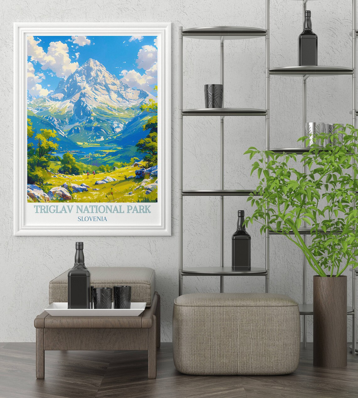 Triglav National Park Slovenia Summer Meadow Mountain Hikers Poster - Image 3